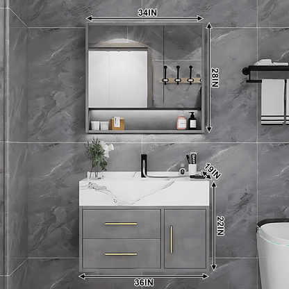 36"- 48" Bathroom Vanity with Sink, Cabinet and Mirror