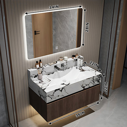 36"- 64" Single Bathroom Vanity Set with Smart Led Mirror and Ceramic Basin