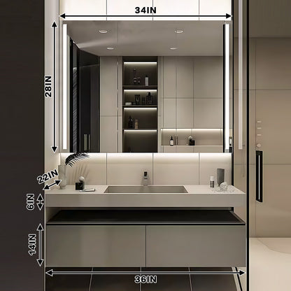 36"- 64" Single Sink Wall Mounted Bathroom Vanity Set with Smart LED Mirror