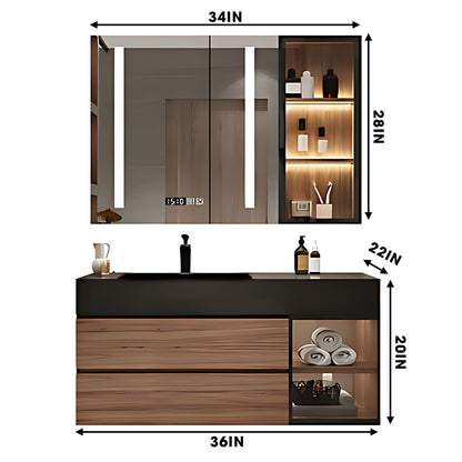 36"- 60" Solid Wood Bath Cabinet Set with LED Mirror and Single Sink