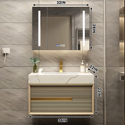 32"- 72" Gold Bathroom Cabinets Set with Lighted Mirror and Basin