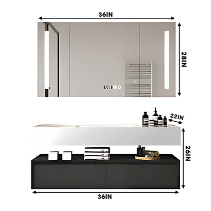 36"- 64" Wall Mounted Open storage Gray Bathroom Vanity with Single Sink &Mirror Cabinet