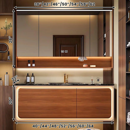 40" - 64" New Chinese Bathroom Vanity Includes Brown Solid Wood Cabinet
