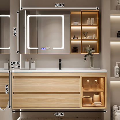 40"- 44"  Solid Wood Cabinet And Single Basin With LED Smart  Lighting