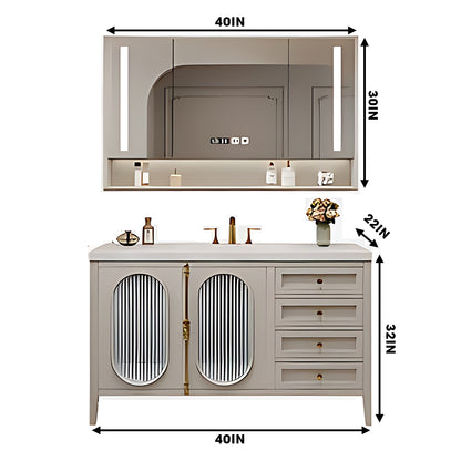 36"- 78" Freestanding Vanity Set for Bathroom with Large Storage Mirror Cabinet and Sink