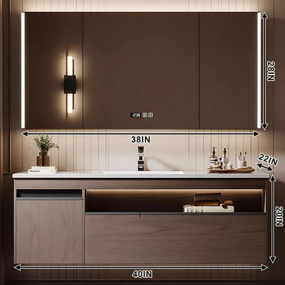 40” - 64” Unique Simple Bathroom Vanity with Semi-Hollow Storage Rack