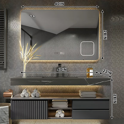 36"- 56" Lighting Bathroom Vanity Set with Single Sink and LED Mirror