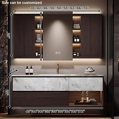 40” - 72” Luxury Bathroom Vanity with Smart Defogging Mirror & Ambient Light Strip