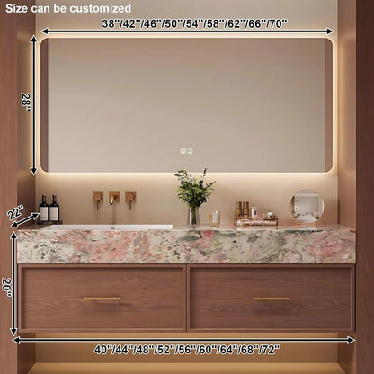 40” - 72” Unique Bathroom Vanity with Pink Patterned Stone Slab