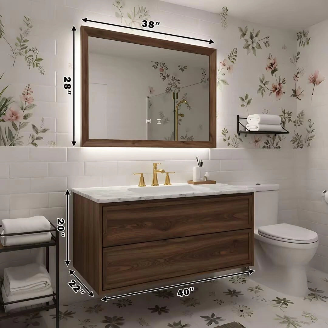 36” - 64” Modern American Bathroom Vanity with Smart Defogging Mirror