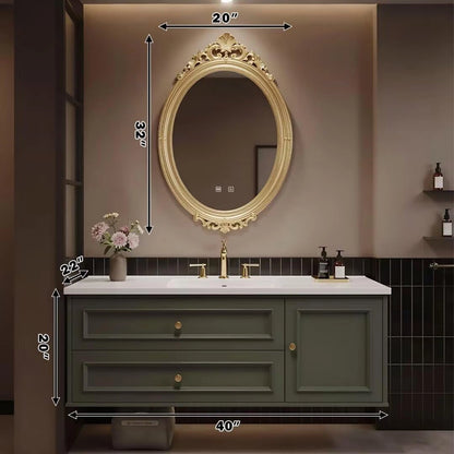 40” - 64” French Vintage Bathroom Vanity Includes Dark Green Cabinet
