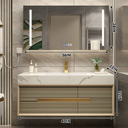 32"- 72" Gold Bathroom Cabinets Set with Lighted Mirror and Basin