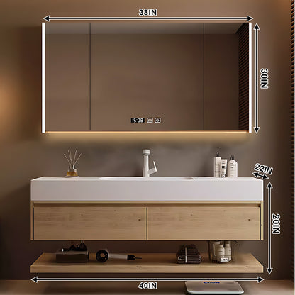40"- 72" Single Basin Floating Bathroom Vanity Set with Mirror Cabinet