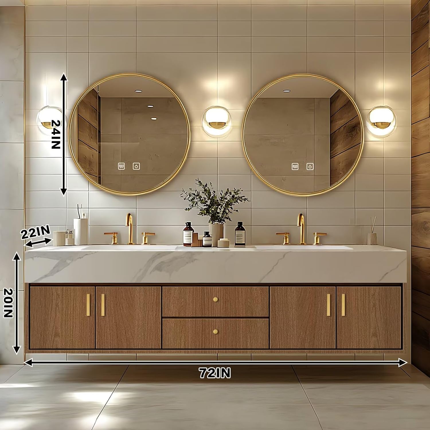 72'' Wooden Bathroom Vanity with Sins Includes Modern Log Style