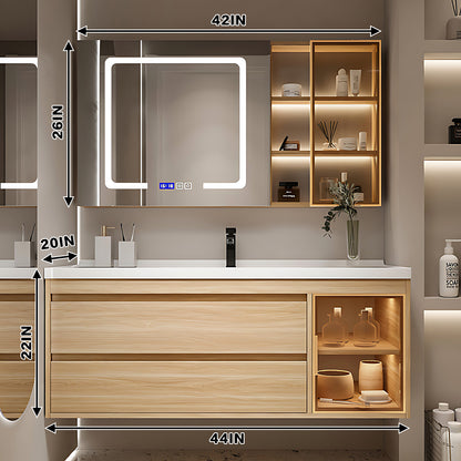 40"- 44"  Solid Wood Cabinet And Single Basin With LED Smart  Lighting