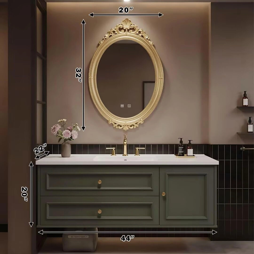 40” - 64” French Vintage Bathroom Vanity Includes Dark Green Cabinet