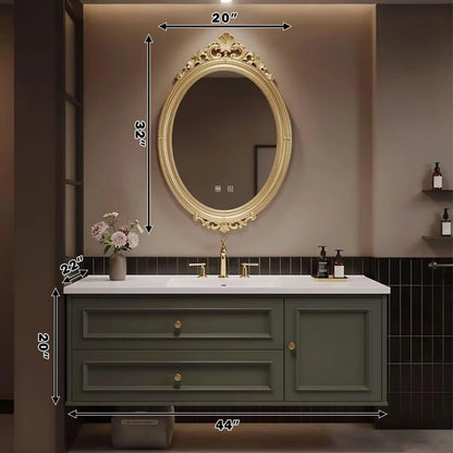 40” - 64” French Vintage Bathroom Vanity Includes Dark Green Cabinet