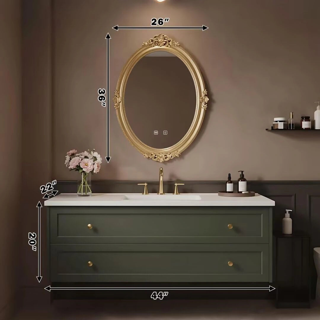 40” - 64” French Retro Bathroom Vanity Includes Dark Green Cabinet