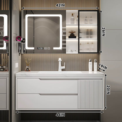 36"- 48" Floating Bathroom Vanity Set with Sink and Defogging Lighting Mirror