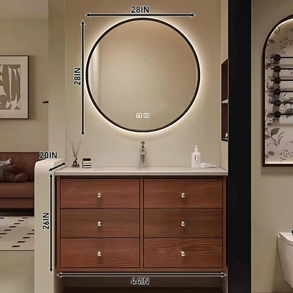 40” - 64” Spacious Bathroom Vanity Includes Circle LED Defogging Mirror