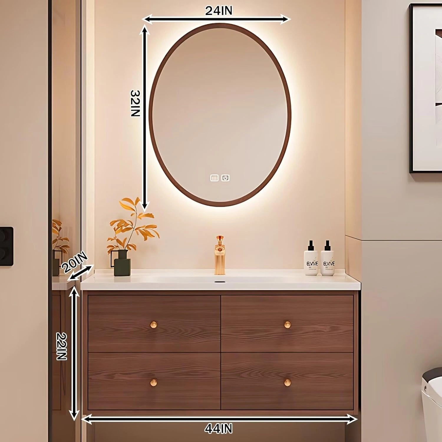 40” - 56” Minimalist Floating Bathroom Vanity Includes Three-Tier Storage Space