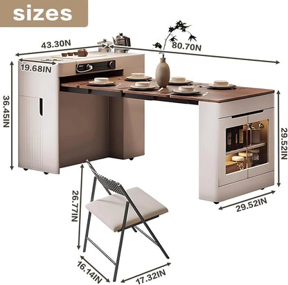 81” Practical Flexible Kitchen Island Includes Wood Style Desktop (No Chair)
