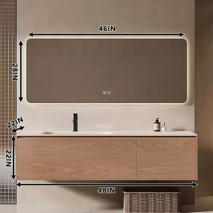 40"-72" Bath vanity solid wood rock slab one-piece basin and double basin