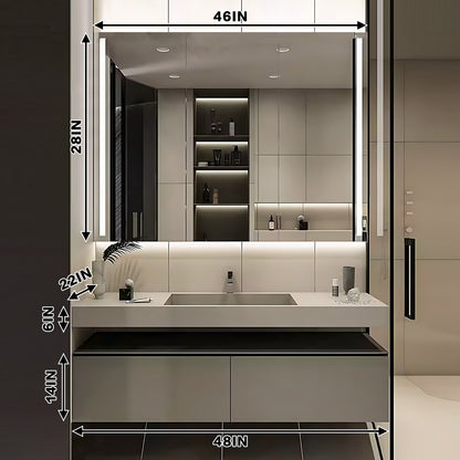 36"- 64" Single Sink Wall Mounted Bathroom Vanity Set with Smart LED Mirror