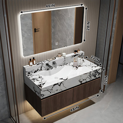 36"- 64" Single Bathroom Vanity Set with Smart Led Mirror and Ceramic Basin