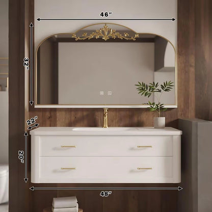 40” - 64” French Luxury Bathroom Vanity Includes Gilded Arch Carved Mirror
