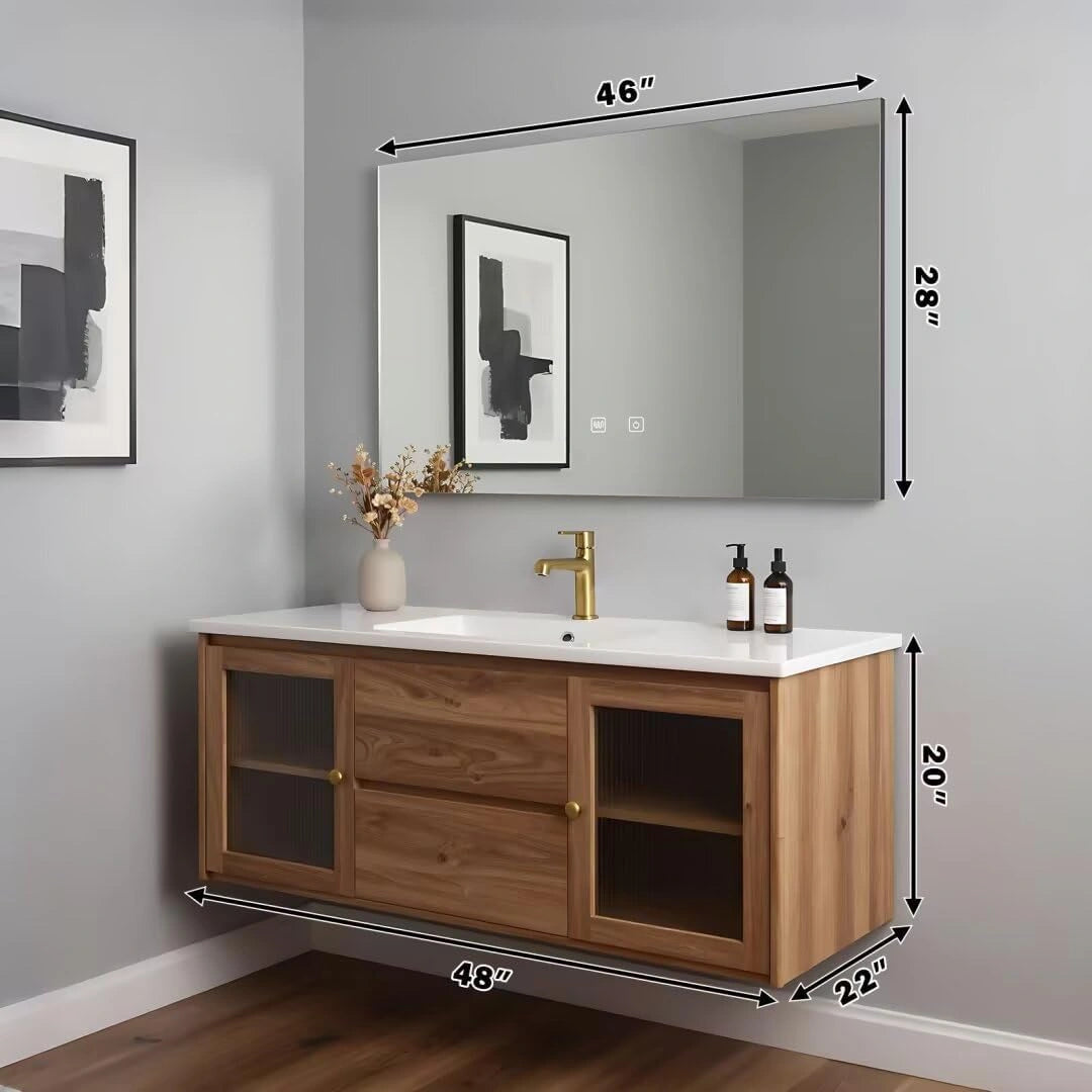 44” - 60” Wood Grain Bathroom Vanity with Large Storage Space