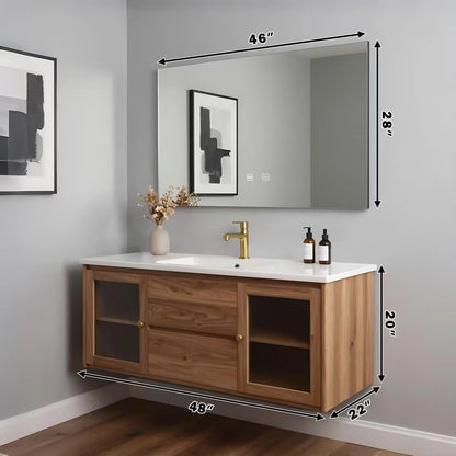 44” - 60” Wood Grain Bathroom Vanity with Large Storage Space