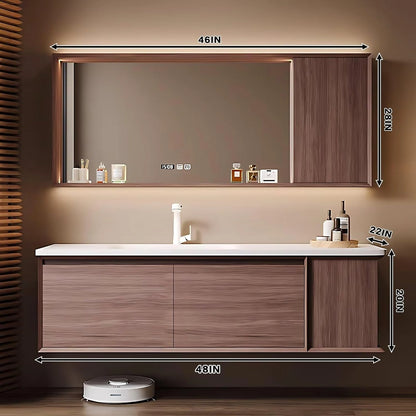 40” - 64” Exquisite Vintage Bathroom Vanity Includes Side Open Storage Shelves