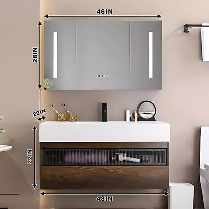 36” - 72” Brown Bathroom Vanity Includes Fluted Glass Door Storage Panel