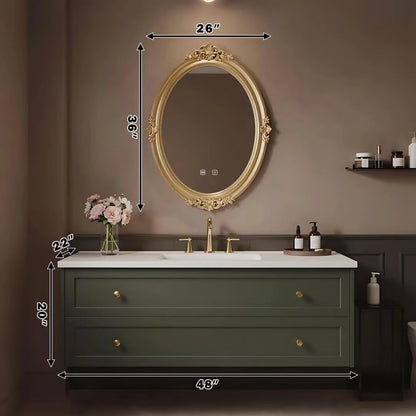 40” - 64” French Retro Bathroom Vanity Includes Dark Green Cabinet