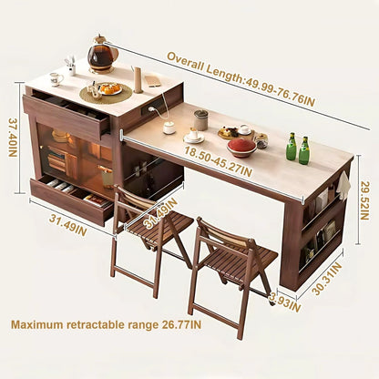 50” - 66” Modern Luxury Kitchen Island Includes Sliding Rail Socket (No Chair)