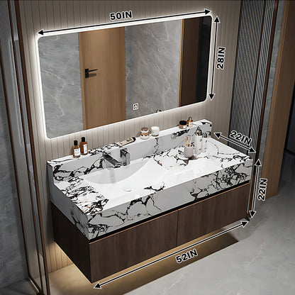 36"- 64" Single Bathroom Vanity Set with Smart Led Mirror and Ceramic Basin