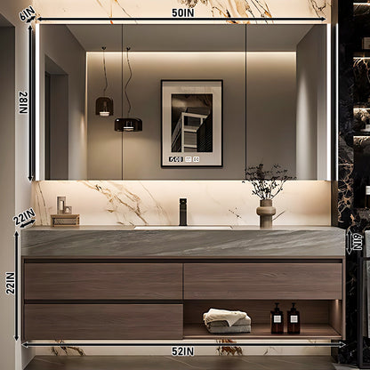 Solid Wood Bathroom Vanity Set with Single Sink and Open Storage Space