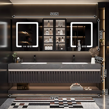 SALE 68'' Wall Mounted With Mirror Cabinet And Led Light With Double Sink and Faucet