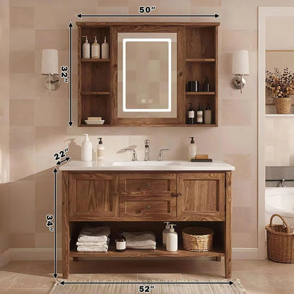 48” - 64” Retro Bathroom Vanity with Open Shelving & Undermount Sink