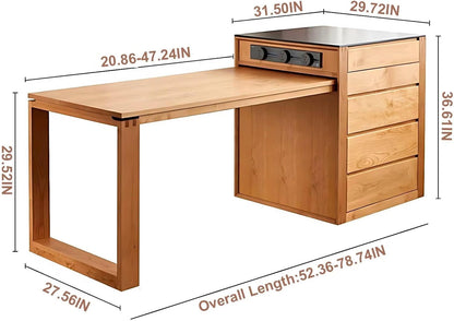 52” - 76” Rustic Log Kitchen Island Includes Slide Rail Socket & Drawers (No Chair)