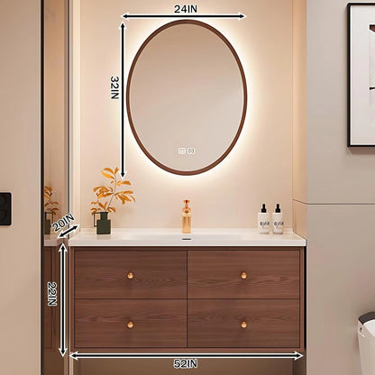 40” - 56” Minimalist Floating Bathroom Vanity Includes Three-Tier Storage Space