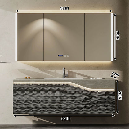 36"- 52" Bathroom Vanity Set with Sink and Intelligent Defogging Mirror