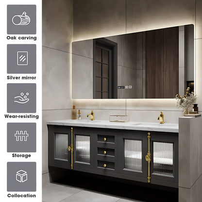 56"- 78" High-end Double Sink Bathroom Vanity with Sense of Atmosphere Defogging Mirror