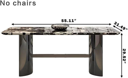 55” - 71” Spacious Dining Table with Unique Multicolored Texture (No Chair)