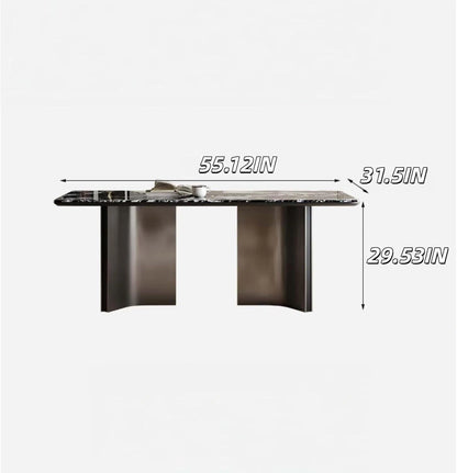 55” - 71” Elegant Dinner Table with Curved Base & Corners (No Chair)