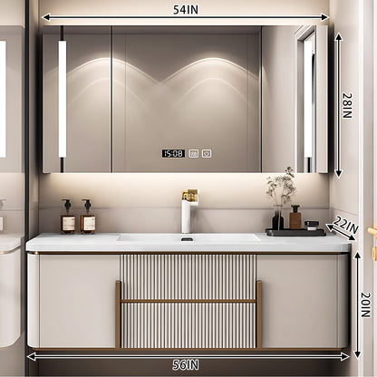 40"- 72" Single Sink Floating Bath Vanity Set with LED Medicine Cabinet