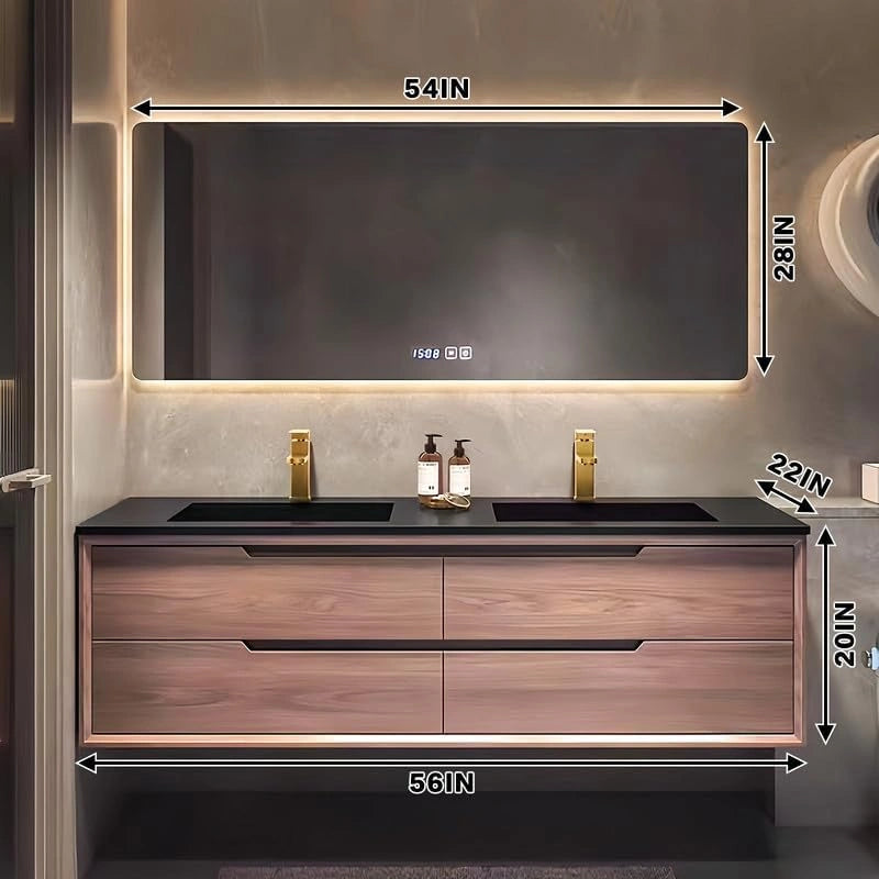 52” - 78” Modern Convent Bathroom Vanity with Hidden Drawer Handles