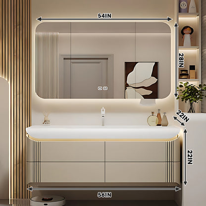 36"- 72" Wall Mounted Bathroom Vanity Set with LED Mirror and Smart Sensor Light