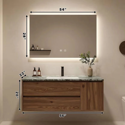 40” - 64” Unique Modern Bathroom Vanity with LED Smart Defogging Mirror